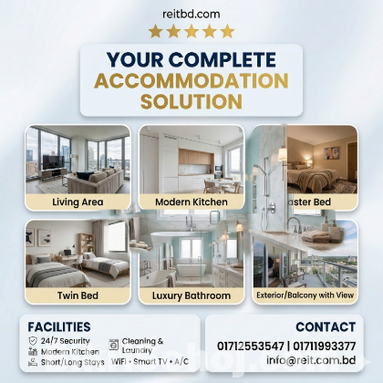 Furnished 1/2/3/4 Bedroom Apts Rent–Bashundhara R/A